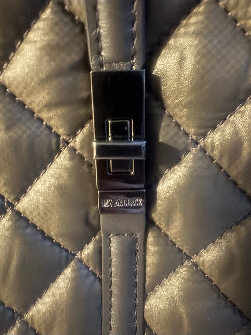 MZ Wallace Quilted Astor Hobo Tote in Brown/ Olive “magnet” is color name - Picture 5 of 10